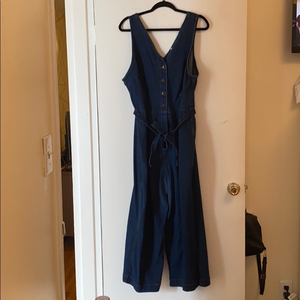 Denim button front overalls